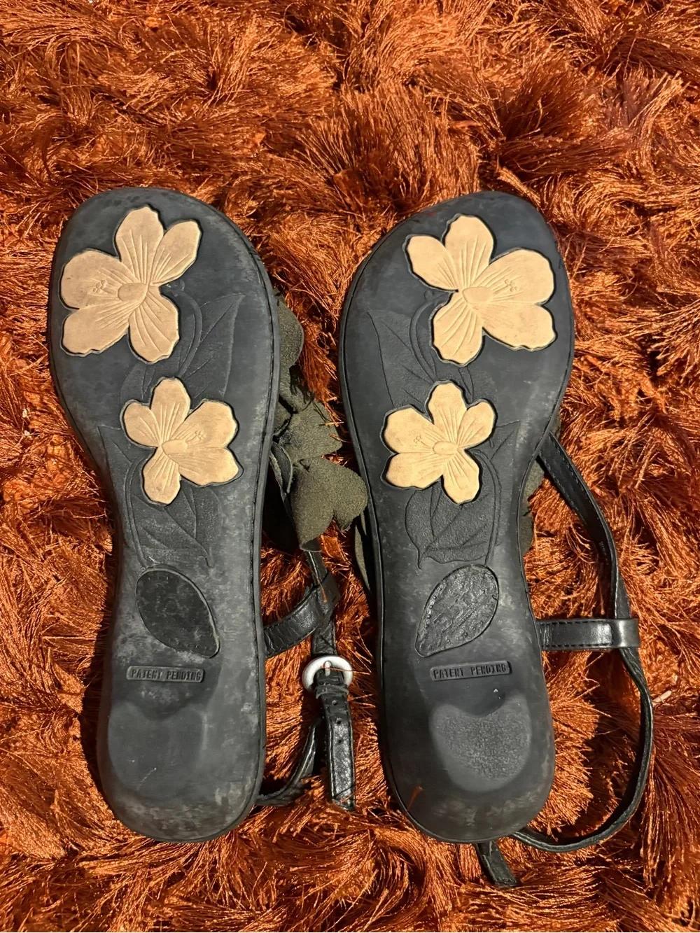 Born Black Floral T-Strap Sandals